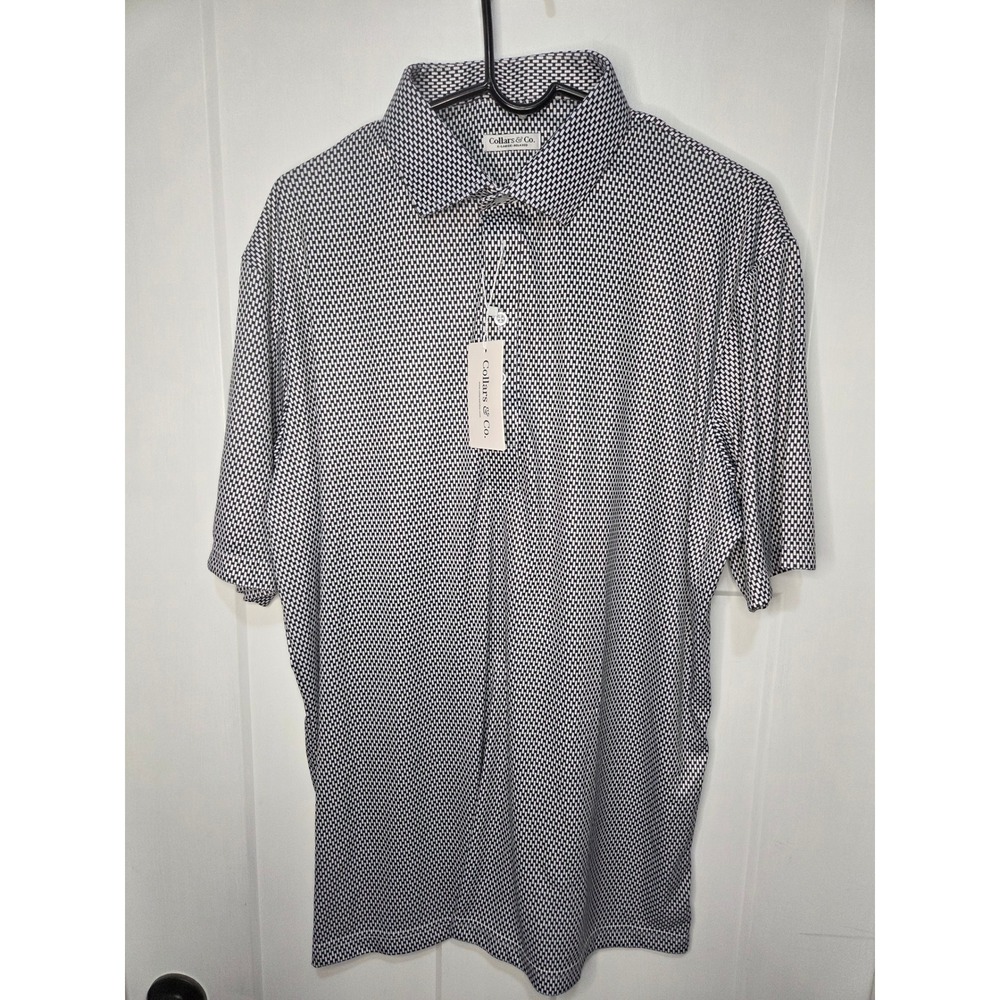 Collars & Co Vantage Polo Mens XL Relaxed Black Classic Geometric Dress Collar